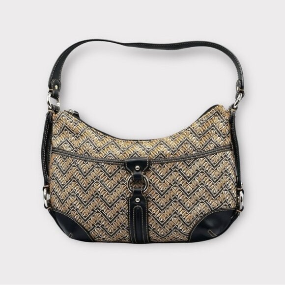 Etienne Aigner Canvas Leather Shoulder Bag Satchel Purse - Picture 1 of 14